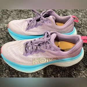 Hoka One on One Bondi 8 Women's purple and Aqua Athletic Shoes